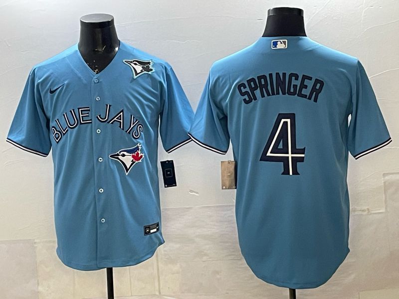 Men 2025 Nike Toronto Blue Jays #4 Springer Light Blue Game MLB Jersey 05